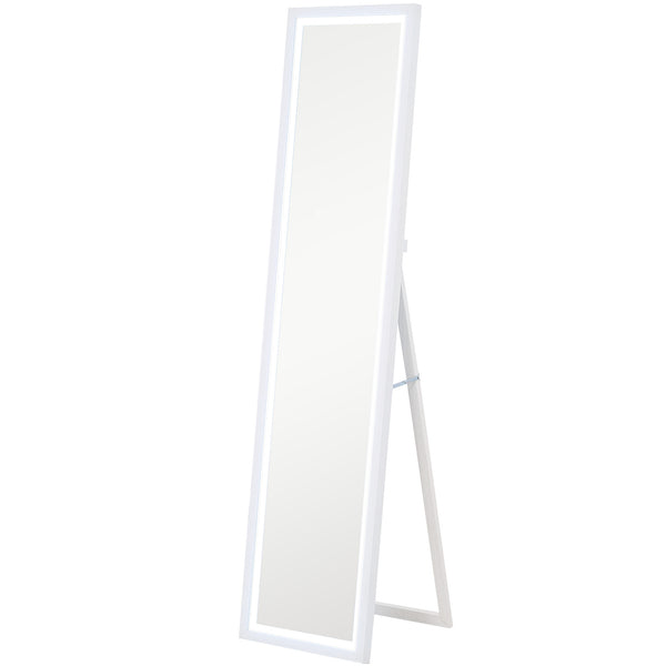 Specchio Illuminato con Luci LED Regolabili e Pulsante Touch 40x5x160 cm in Vetro e MDF Bianco sconto