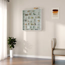 Bacheca Portaoggetti 80x9,5x83 cm a 5 Ripiani Regolabili con Ante in Vetro in Pannello Truciolare Bianco      