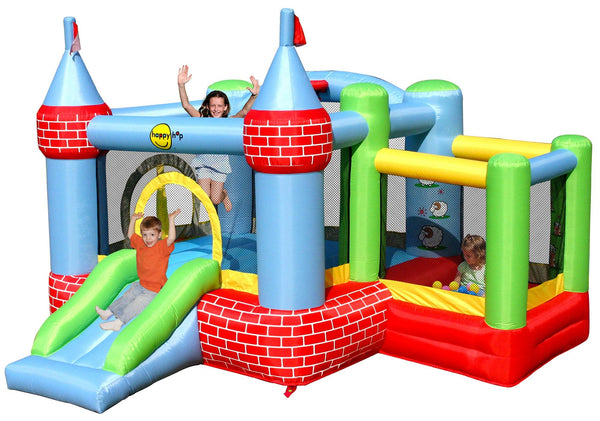 sconto Château Carrousel Gonflable La Ferme avec Toboggan et Pompe Inclus Happy Hop