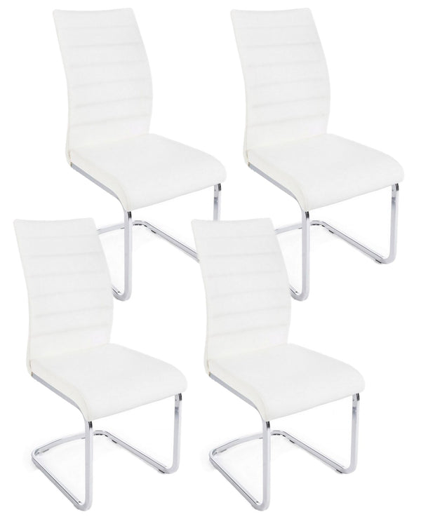 prezzo Lot de 4 chaises Myra 41x60x98 cm en simili cuir blanc