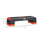 Step Fitness per Aerobica 78x28xh10-15-20 cm Altezza Regolabile in Plastica Nero e Rosso