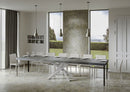 Tavolo Allungabile 130-390x90x77 cm Volantis Premium Cemento Telaio Bianco 
