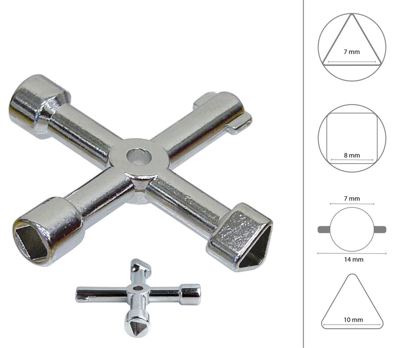 Chiave a Croce universale 4 in 1 per cabine gas acqua luce cancelli