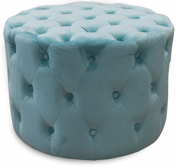 online Pouf Repose-Pieds Tabouret Rond Ø60 cm en Velours Soriani Vert Tiffany