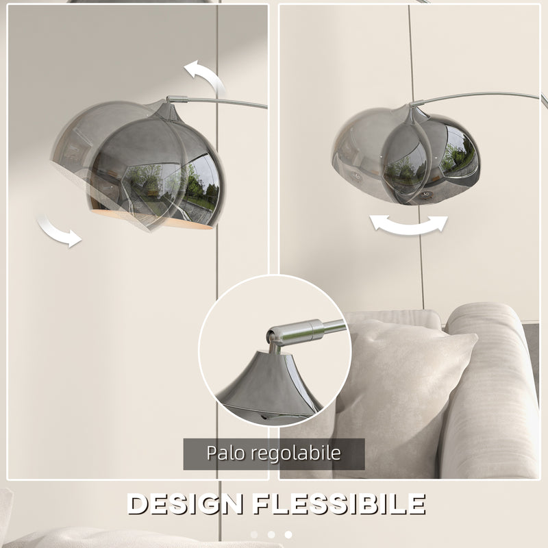 Lampada da Terra Design Vintage Asta Regolabile con Attacco E27 Struttura in Metallo e Base in Marmo Argento  