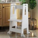 Torre Montessoriana Scala con Barra di Sicurezza Regolabile su 3 Livelli 45x47,5x91 cm in Legno Bianco 