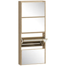 Scarpiera a Specchio 63x17x146 cm a 4 Ante Antiribaltamento in Legno color Legno      