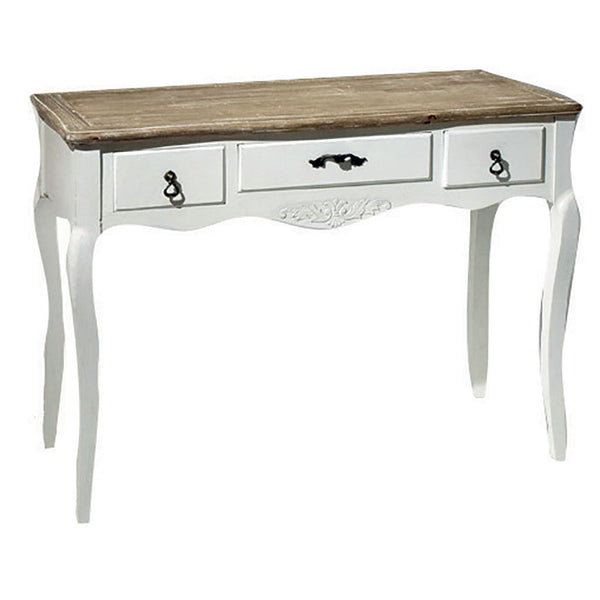 Table console en bois 3 tiroirs 108x48x80cm Country White sconto
