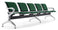 Banc de salle d'attente 5 places pour bureau avec coussin en acier et simili cuir argenté/vert forêt