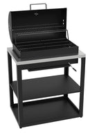 Composizione 5 Moduli Cucina BBQ + Armadietto con Cassetti + Mobile Lavandino + Armadietto con Anta + Unità d'Angolo Top in Acciaio Inox Nero