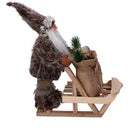 Pupazzo Babbo Natale in Tessuto con slitta e regali marrone cm 33x12xh30