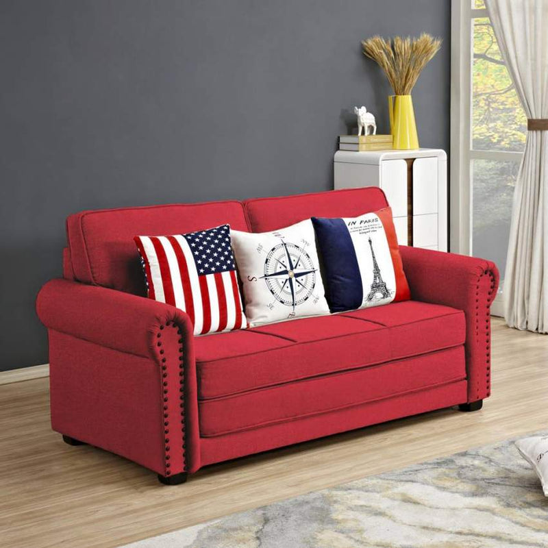 Divano Letto 180x85x92 cm in Tessuto Rosso
