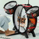 Batteria Giocattolo per Bambini con Sgabello Gioco Musicale in Plastica e Acciaio Inox Nero      