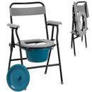 Sedia WC Pieghevole 45,5x46x85 cm con Vaso Rimovibile per Anziani e Disabili Grigio      