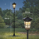 Set 2 Lampioni Solari da Giardino Ø235x186 cm Lampada 2 Modalità 50-100 LM in Acciaio Inox Nero      