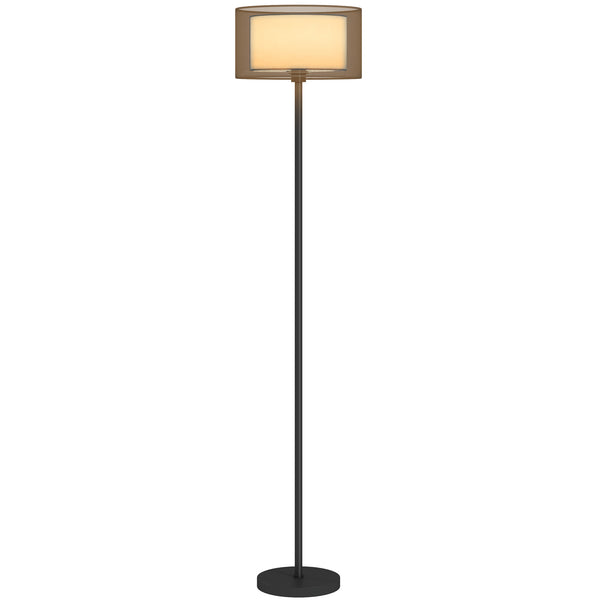 Lampada da Terra Design Moderno con Doppio Paralume Attacco E27 e Interruttore a Pedale in Metallo Ø33 x 152.5 cm Nero online