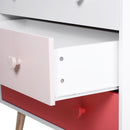 Cassettiera con 3 Cassetti in Legno di Pino 90x42x80 cm  Bianco e Rosa