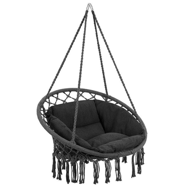 prezzo Poltrona Sospesa Giardino Tessuto Sedia Dondolo Pensile Amaca con Cuscino Grigio