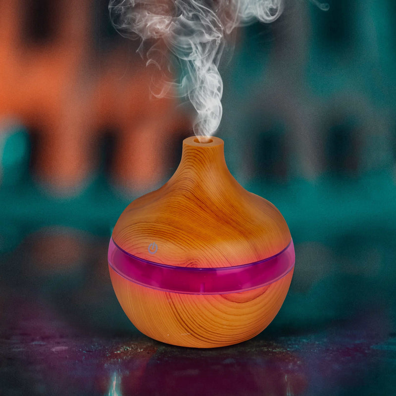 Mini Diffusore aromi Vaporizzatore LED 110x110x115mm 2W USB Marrone chiaro