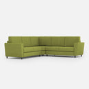 Divano Angolare 5 Posti 248x248x85 cm Yasel in Tessuto Verde