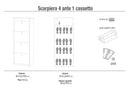 Scarpiera Salvaspazio 4 Ante 1 Cassetto 20 Paia 63x164x29 cm Noce Stelvio