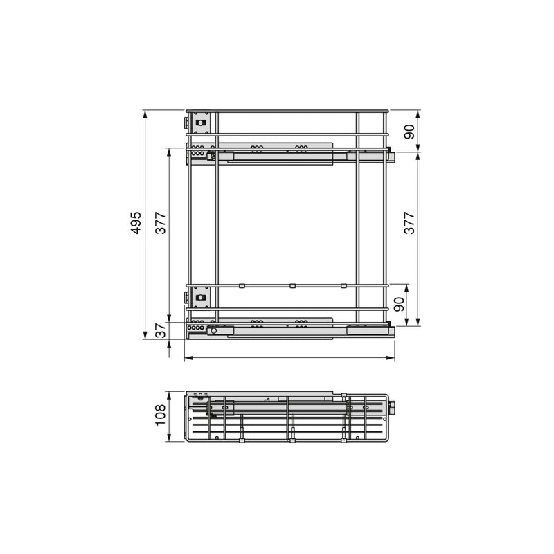 Portabottiglie Laterale Estraibile Titane con Chiusura Soft M 150 Grigio Antracite Acciaio Emuca