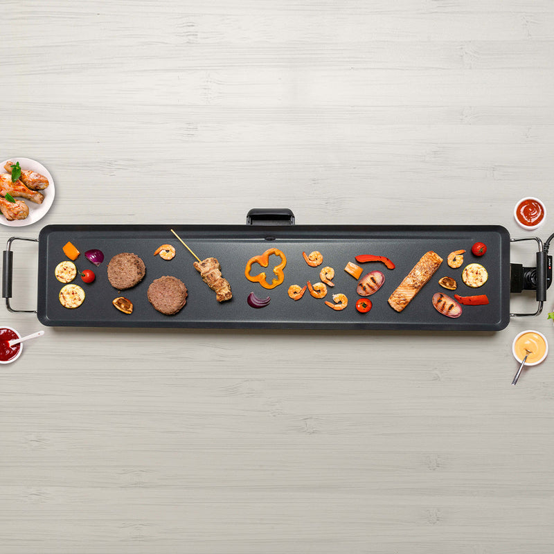 Piastra Grill Griglia Elettrica Antiaderente 86x21cm 5 Impostazioni di Calore Alpina