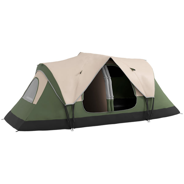 acquista Tenda da Campeggio 450x215x180 cm 6 Posti con 2 Stanze Separate Verde Scuro