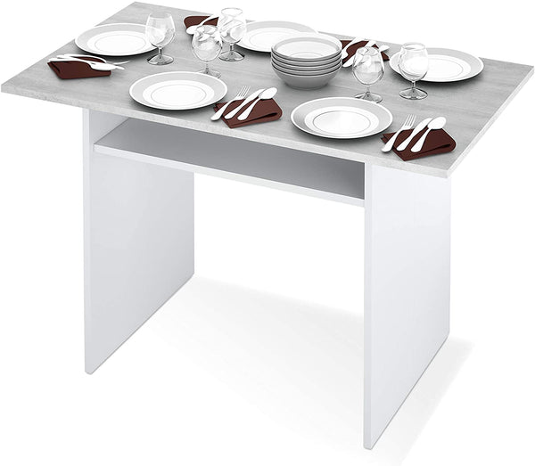 Console Pliante 120x35x77 cm en Bois Blanc et Ciment prezzo