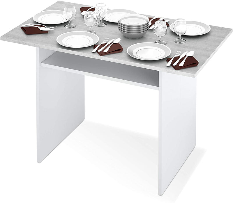 Console Apribile a Libro 120x35x77 cm in Legno Bianco e Cemento