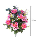 Set 2 Bouquet Artificiale Rose con Mughetti Altezza 43 cm Rosa