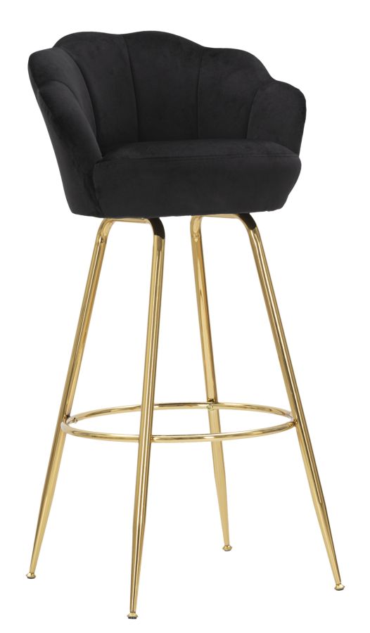 prezzo Tabouret de Bar Vienna Noir 55x53x110 cm Éponge et Tissu et Métal Noir et Doré