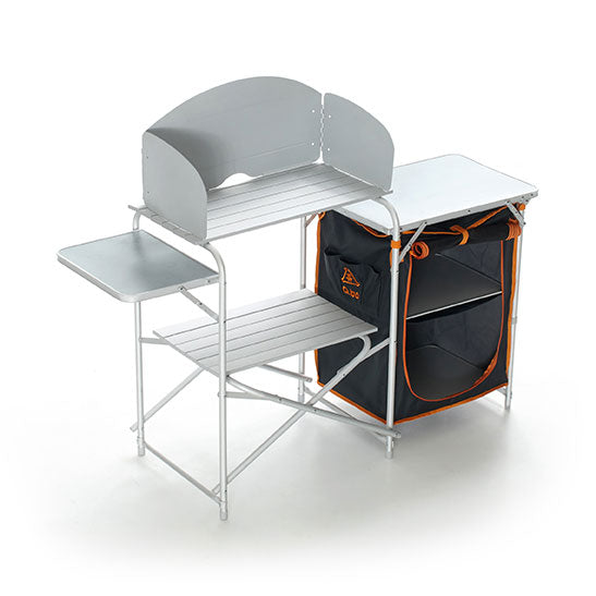 acquista Support de réchaud de camping pliant 2 étagères en aluminium et polyester avec pare-vent Taddei 143