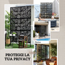 Paravento Separè da Esterno 122x45x198 cm con Motivi a Salice e 2 Piedini in Acciaio Nero