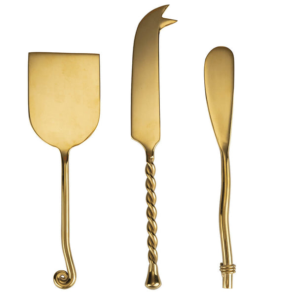 Set 3 Coltelli per Formaggio in Acciaio Lucido VdE Tivoli 1996 Materia Oro sconto