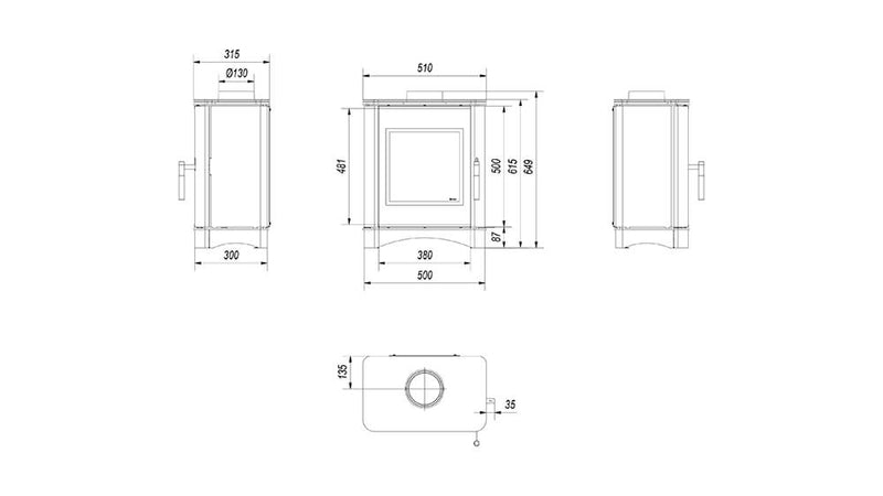 Stufa a Legna 3,5/8KW in Ghisa e Acciaio Flig Yonkers 130 Nera