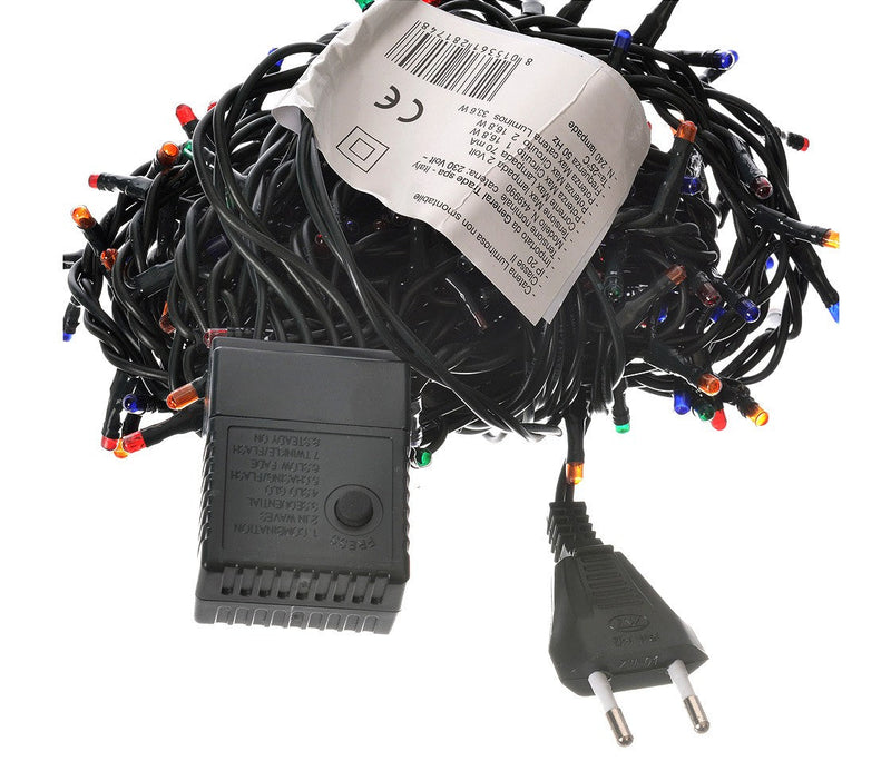 Luci di Natale 240 LED 11,56m Multicolor da Interno Cavo Verde