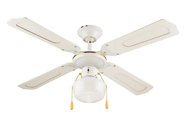 Ventilateur de Plafond avec 4 Pales et Lampe Ø106cm 3 Vitesses Kooper Windy Blanc online