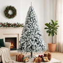 Albero di Natale Innevato Ø100x180 cm con 650 Rami Ignifughi e Base Pieghevole in Acciaio Verde      