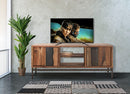 Porta Tv Yellowstone 145x40x60 cm in Legno di Acacia e Ferro Marrone e Nero
