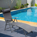 Lettino Prendisole Relax Pieghevole Telaio in Metallo Grigio 137x63.5x100.5 cm 