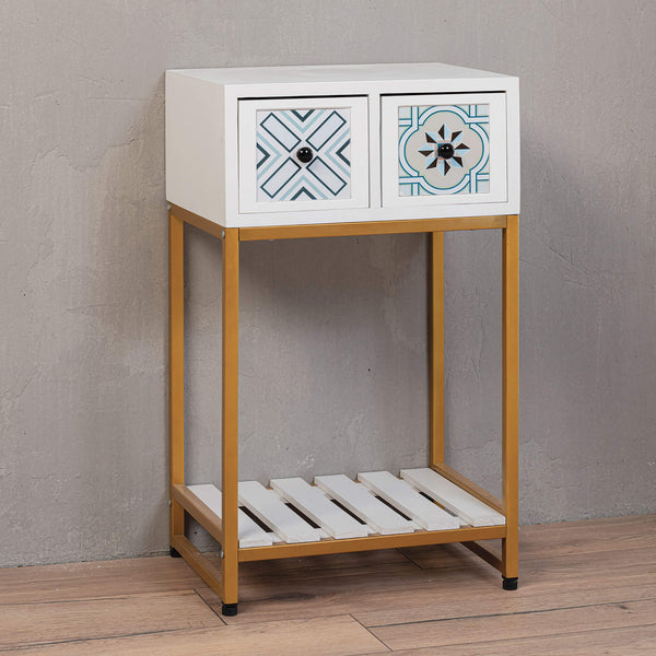 sconto Console 2 Tiroirs en Bois 46x35x77 cm Mika Blanc