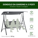 Dondolo da Giardino 3 Posti 172x110x153 cm con Tettuccio Inclinabile Grigio   