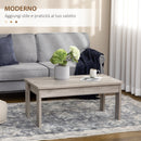 Tavolino da Caffè  100x55x45 cm con Piano Rettangolare e 4 Gambe in Truciolato Grigio