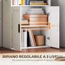 Libreria con Ripiani Aperti e Armadietto 2 Ante 60x30x145.5 cm in MDF Bianco      