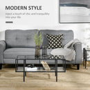 Tavolino 2 Ripiani 100x55x45,5 cm in Acciaio e Vetro Nero