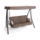 Dondolo da Giardino 3 Posti Reclinabile in Ferro e Poliestere Taddei Panama Marrone e Beige