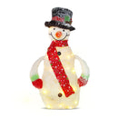 Pupazzo di Neve Decorativo con Luci Led da 65 cm con Sciarpa e Cappello