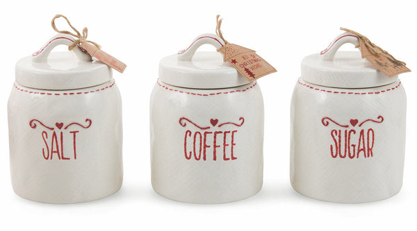 prezzo Lot de 3 Pots à Sucre Sel Café en Céramique Villa d'Este Home Tivoli Heart