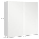 Armadietto da Bagno con Specchio 60x15x60 cm a 3 Ripiani Interni Regolabili in Legno e Vetro Bianco      